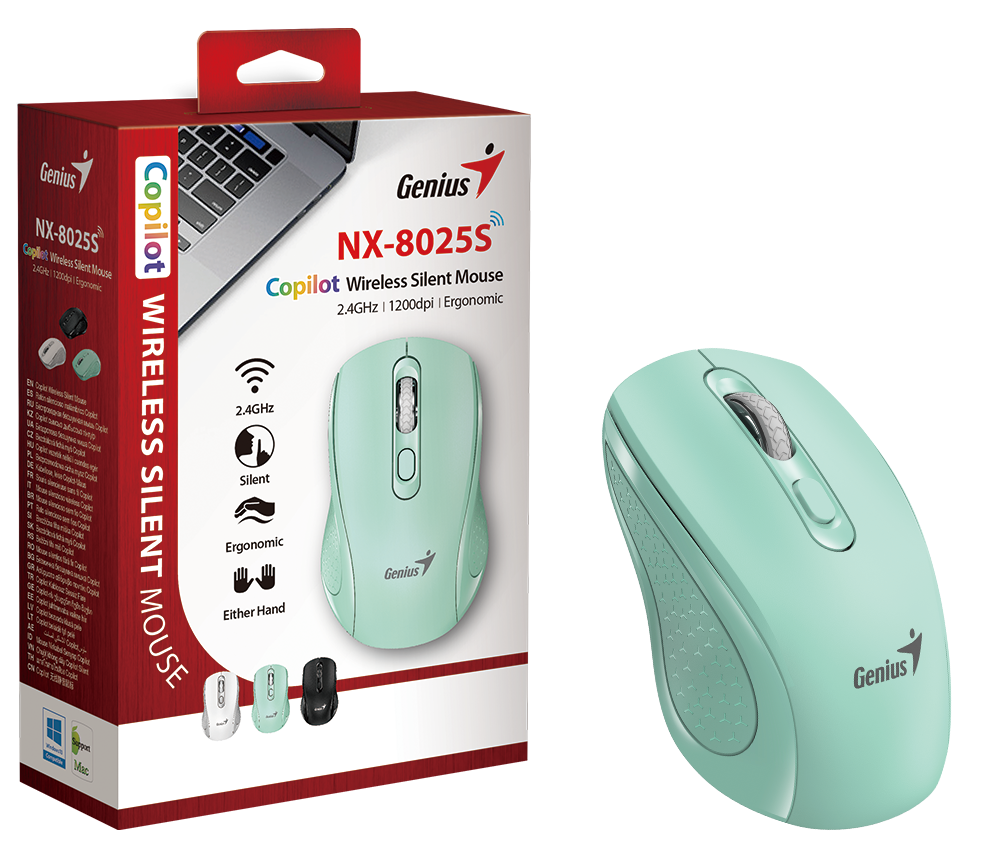 Genius NX-8025S, bežični miš, silent, aqua, 31030048402