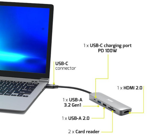 Port docking 1X4K USB-C 5 devices 100W, 900162