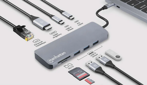 Manhattan docking USB-C 9 u 1 HDMI 4K@60Hz, 190459