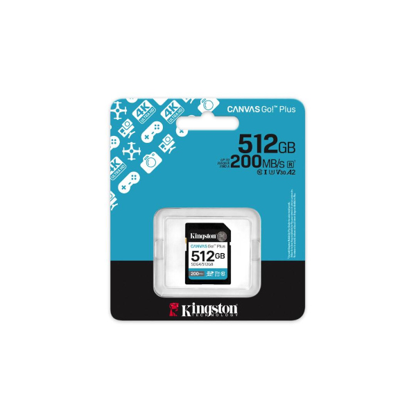 Kingston Canvas Go! Plus SD, R200MB, 512GB, SDG4/512GB