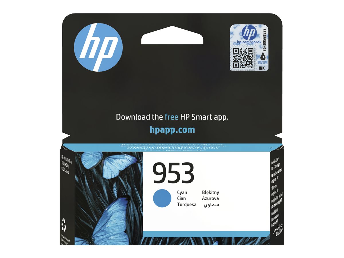 HP 953 Cyan Original Ink Cartridge, F6U12AE
