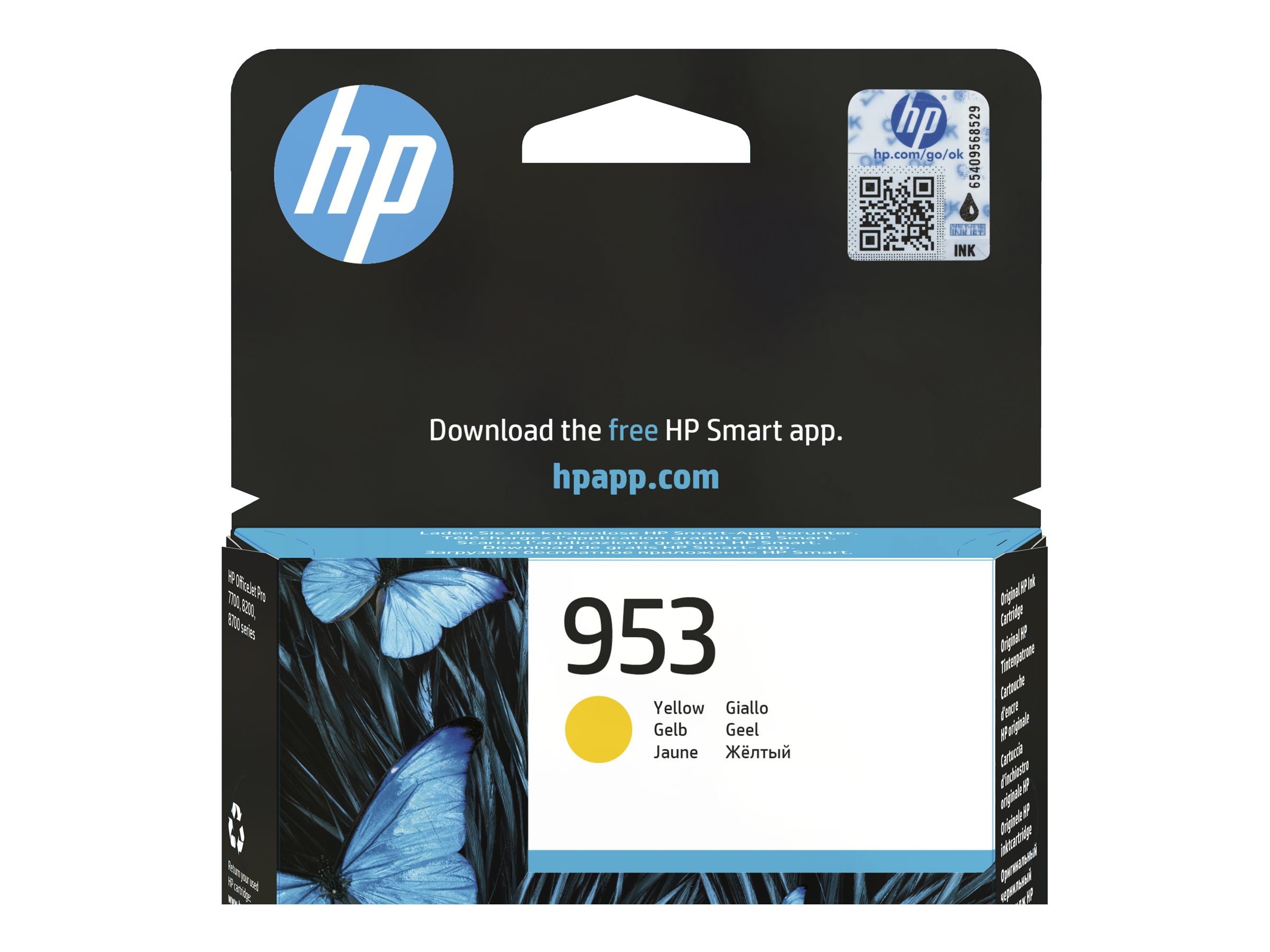 HP 953 Yellow Original Ink Cartridge, F6U14AE