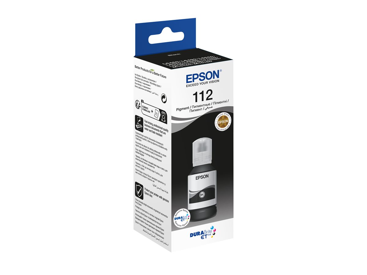 Tinta 112 EcoTank Pigment Black ink bottle, C13T06C14A