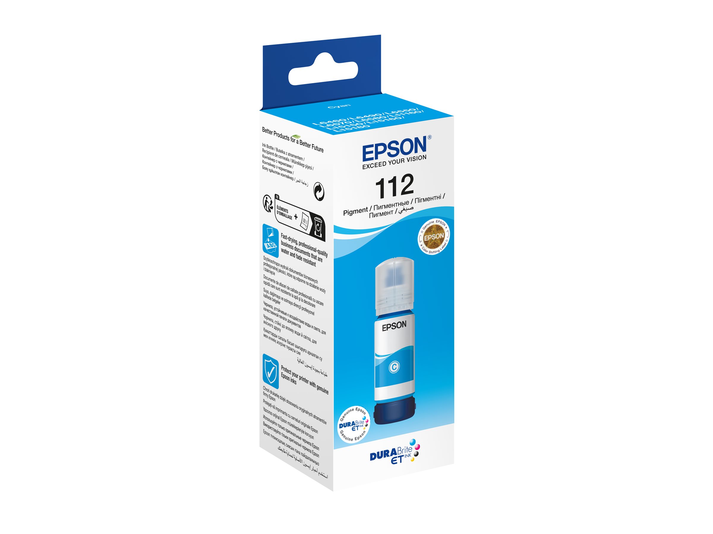 Tinta 112 EcoTank Pigment Cyan ink bottle, C13T06C24A