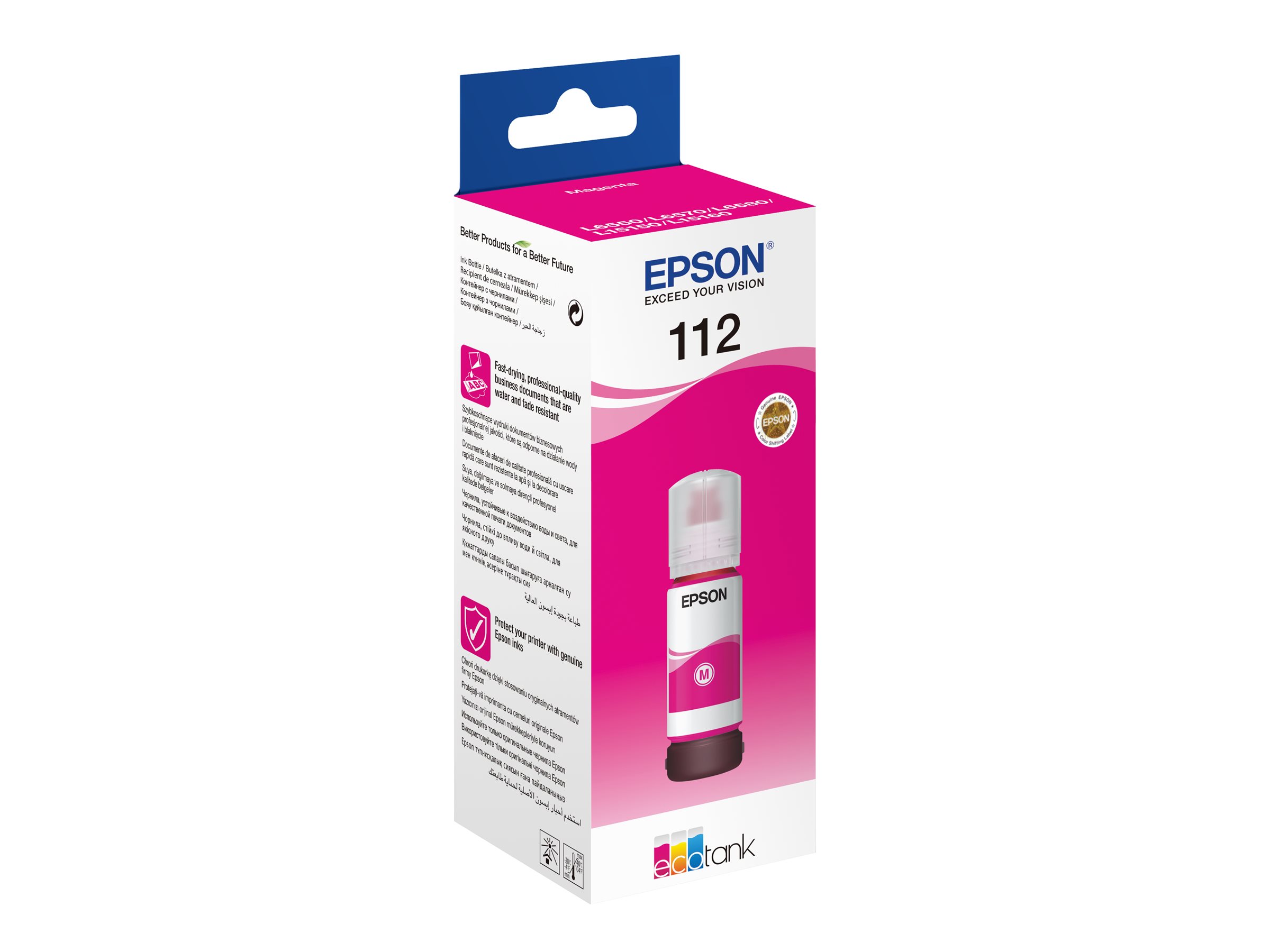 Tinta 112 EcoTank Pigment Magenta ink bottle, C13T06C34A