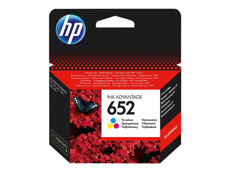 HP 652 Tri-color Original Ink Advantage Cartridge, F6V24AE