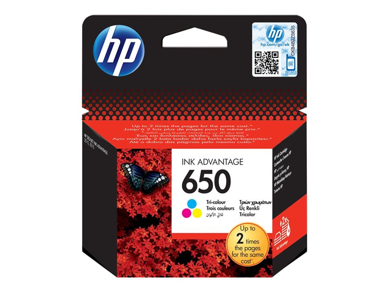 HP 650 Tri-color Ink Cartridge, CZ102AE