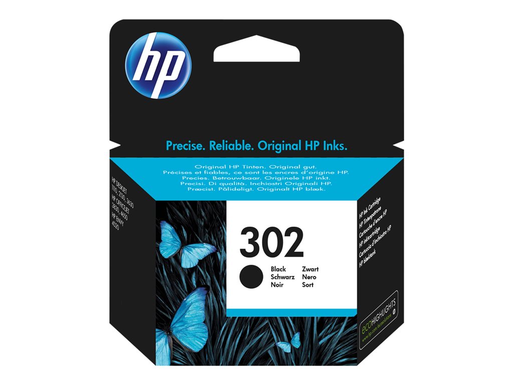 HP 302 Black Original Ink Cartridge, F6U66AE