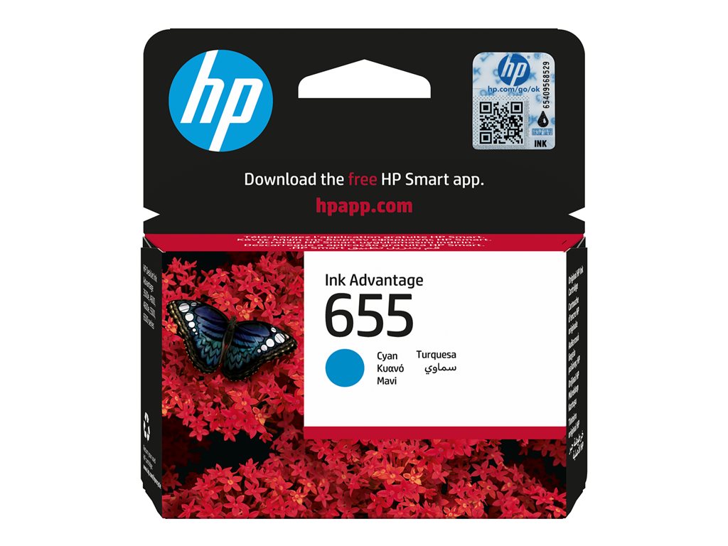 HP 655 Cyan Ink Cartridge, CZ110AE