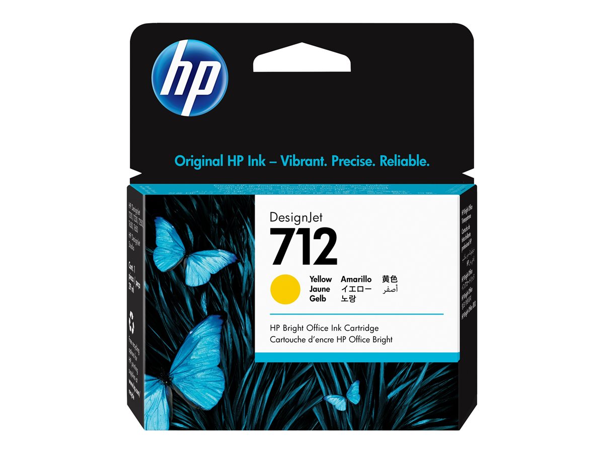 HP 712 29-ml Yellow DesignJet Ink, 3ED69A