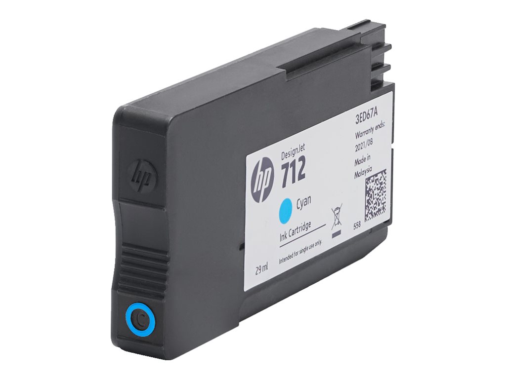 HP 712 29-ml Cyan DesignJet Ink, 3ED67A