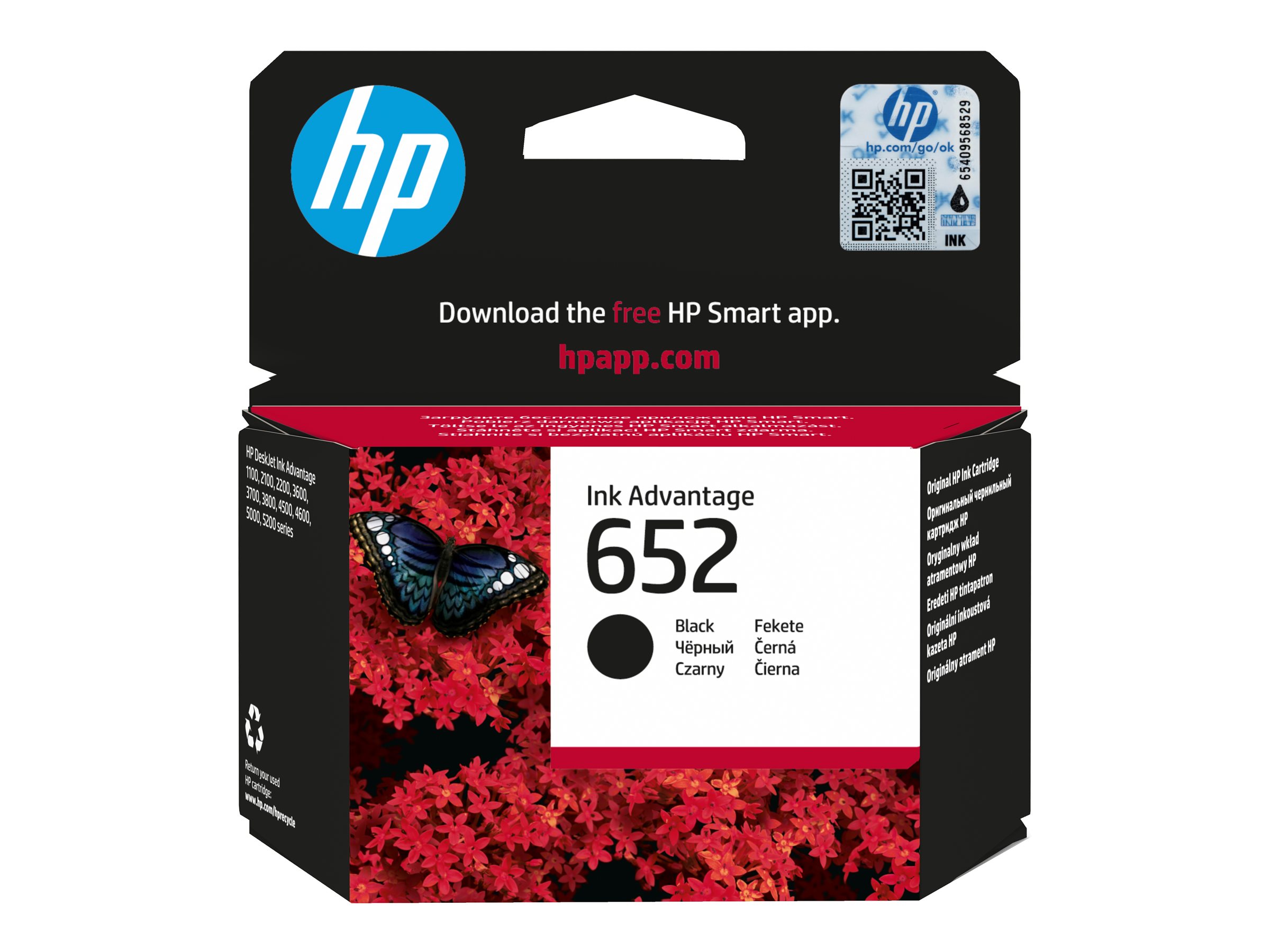 HP 652 Ink Cartridge Black, F6V25AE#BHK