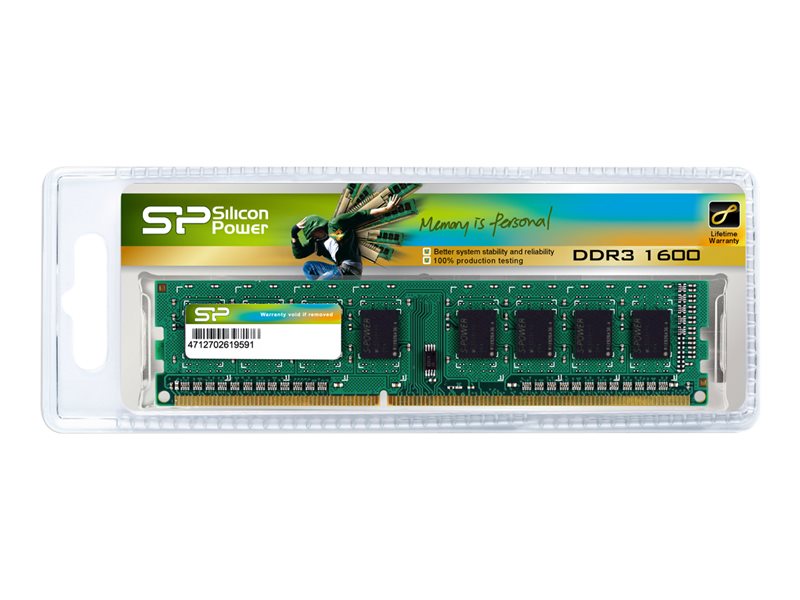 SILICON POWER DDR3 4GB 1600MHz CL11 DIMM, SP004GBLTU160N02