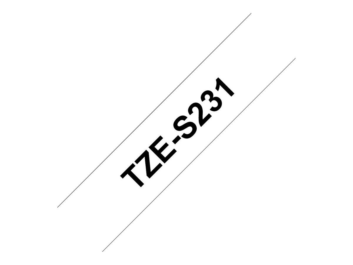 BROTHER TZES231 strong bk/wh 12mm 8m, TZES231