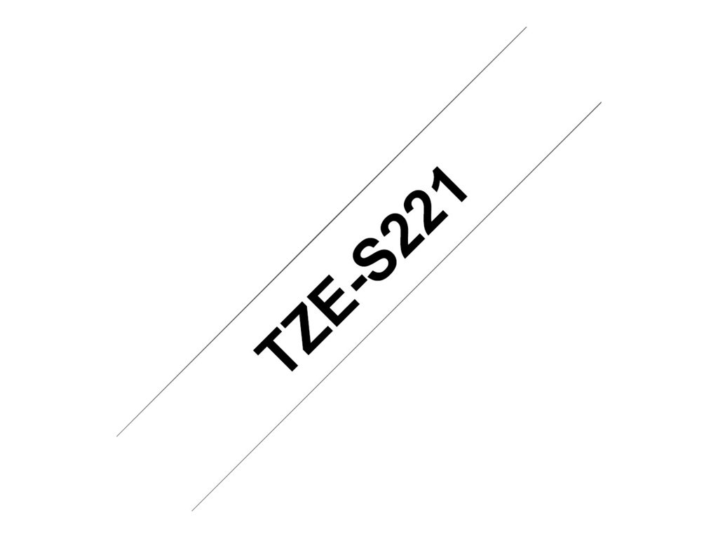 BROTHER TZES221 strong bk/white 9mm 8m, TZES221