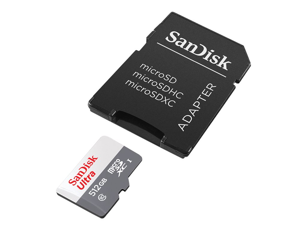 SANDISK Ultra 512GB microSDXC + SD Adpt, SDSQUNR-512G-GN6TA