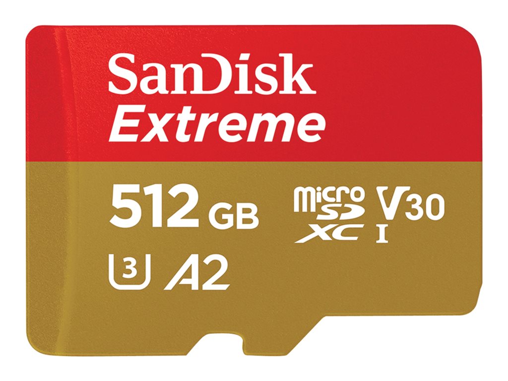 SANDISK Extreme microSDXC 512GB + SD Adp, SDSQXAV-512G-GN6MA