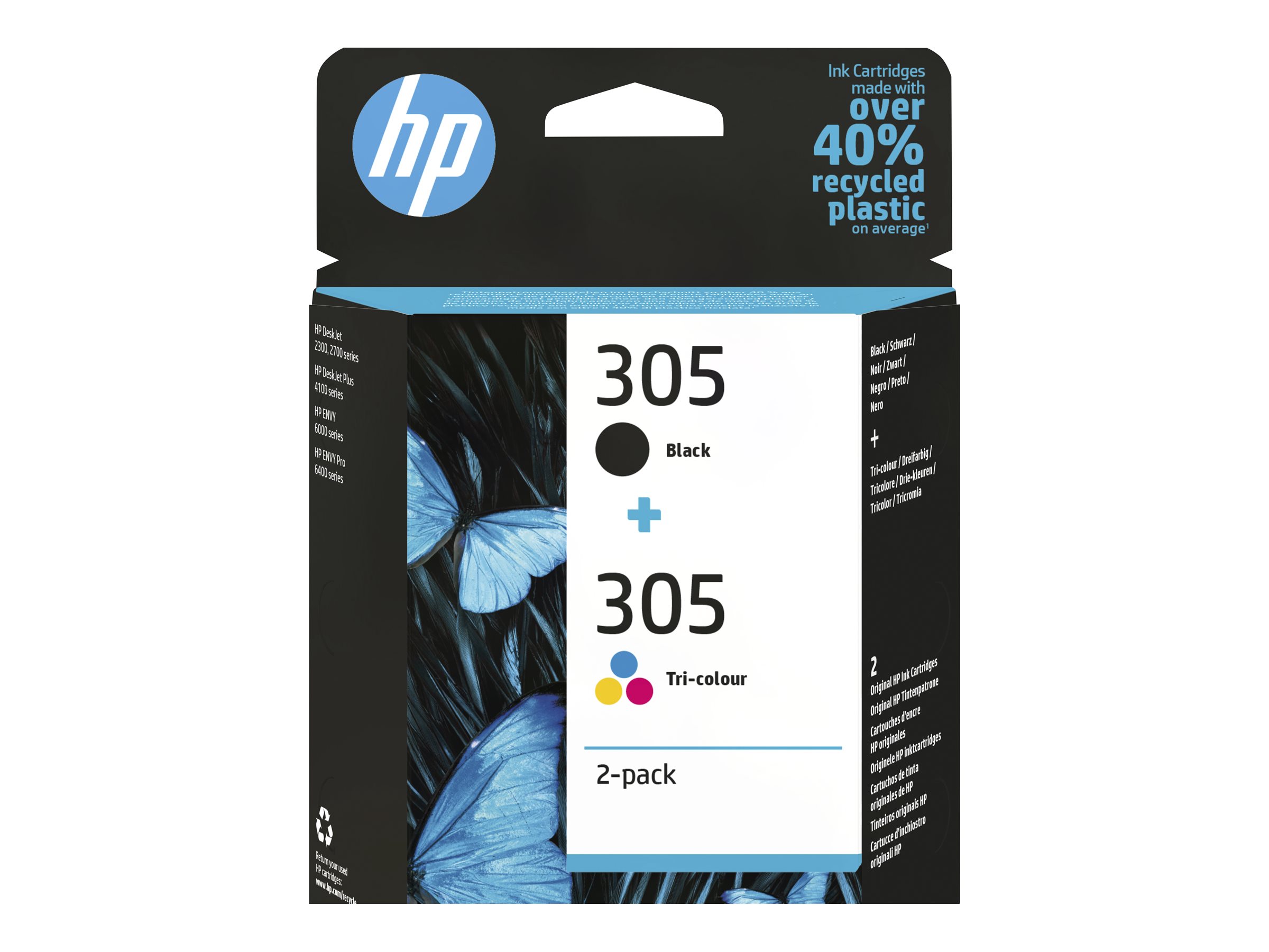 HP 305 2-Pack Tri-color/Black Original, 6ZD17AE