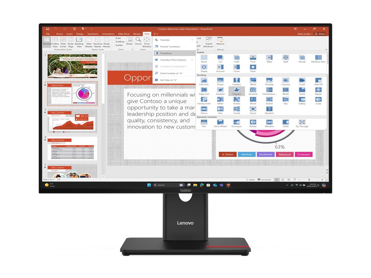 LENOVO ThinkVision T27-40 27inch TS, 64A5MAT6EU