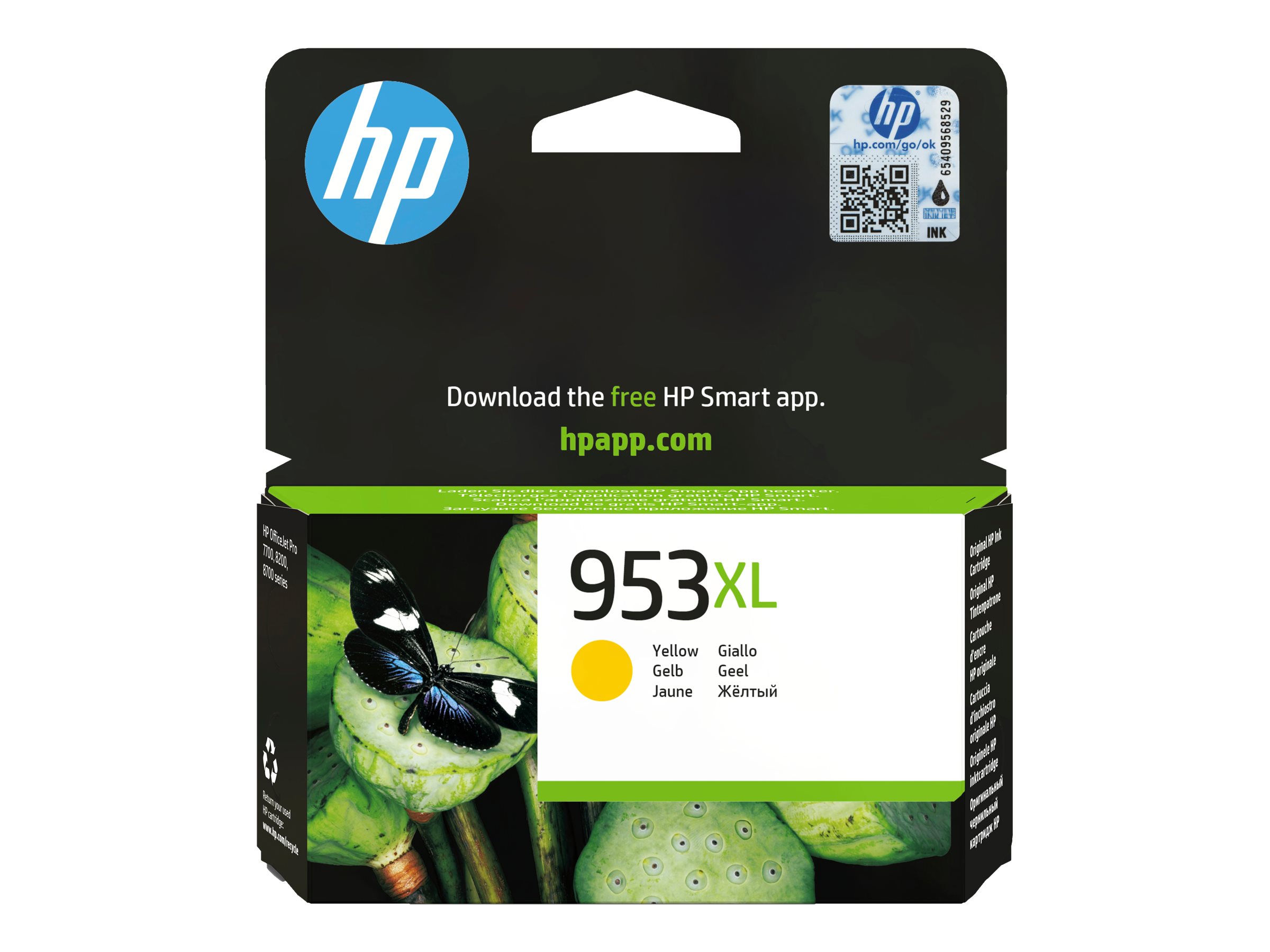 HP 953XL High Yield Yellow Original Ink, F6U18AE#LS2