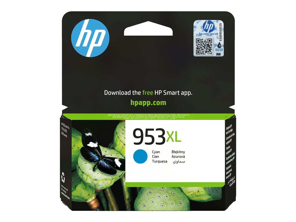 HP 953XL High Yield Cyan Original Ink, F6U16AE#LS2